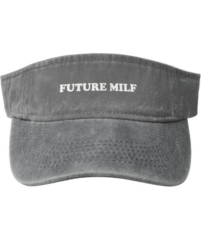 Future Milf Sport Sun Visor Hats Cotton Ball Caps Empty Top Baseball Sun Cap for Men Women,Black Gray $9.76 Visors