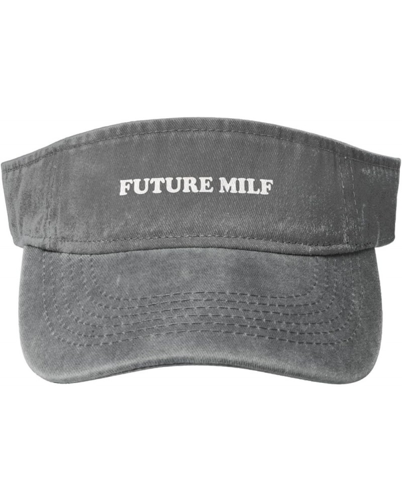 Future Milf Sport Sun Visor Hats Cotton Ball Caps Empty Top Baseball Sun Cap for Men Women,Black Gray $9.76 Visors