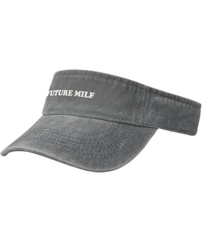 Future Milf Sport Sun Visor Hats Cotton Ball Caps Empty Top Baseball Sun Cap for Men Women,Black Gray $9.76 Visors