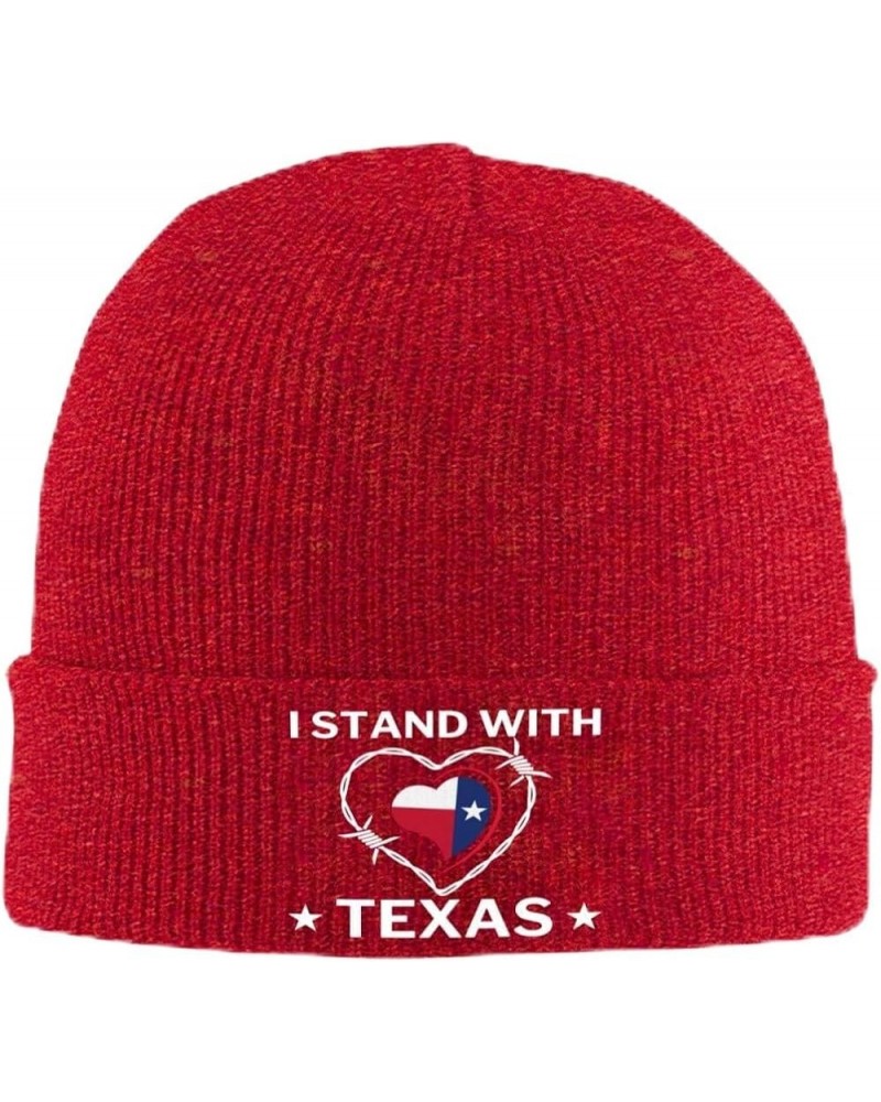 I Stand with Texas Hat Come Take It Barbed Wire Love Texas Beanie for Men Women Warm Winter Cap Knit Hat Red $10.11 Skullies ...