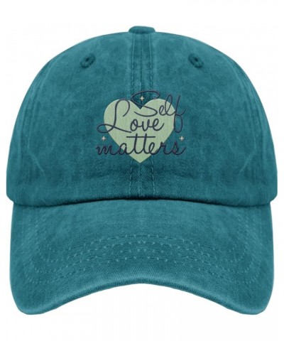 Self Love Matters Dad Hat Trendy Golf Hats Gifts for Mom Who Like Embroidered,Hiking Hats Suitable for Sports Cyan Blue $14.3...