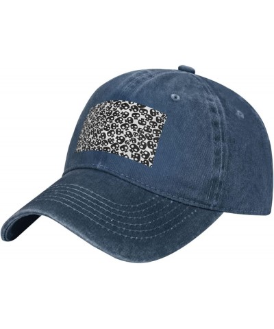 Skulls Cowboy Baseball Cap, Fashion Print Adjustable Baseball Cap, Adult Casual Cap, Washed Cowboy Cap Navy Blue $13.99 Cowbo...