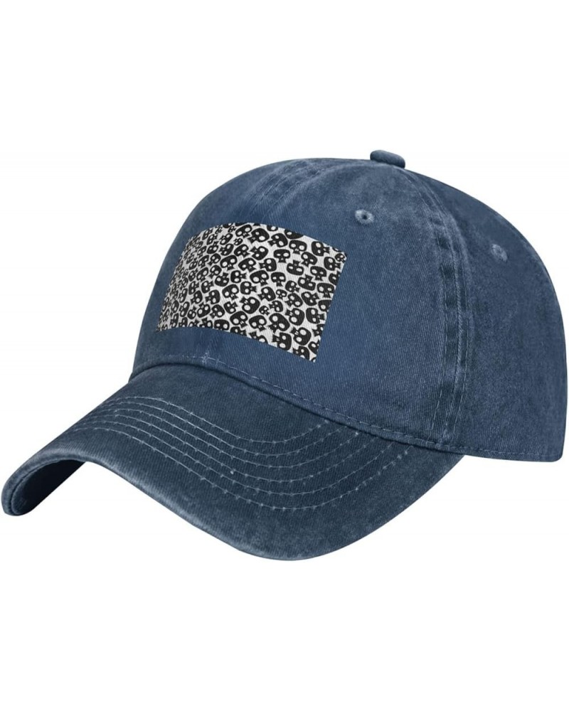 Skulls Cowboy Baseball Cap, Fashion Print Adjustable Baseball Cap, Adult Casual Cap, Washed Cowboy Cap Navy Blue $13.99 Cowbo...