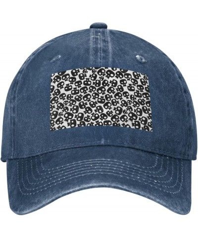 Skulls Cowboy Baseball Cap, Fashion Print Adjustable Baseball Cap, Adult Casual Cap, Washed Cowboy Cap Navy Blue $13.99 Cowbo...