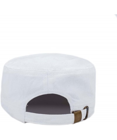 Washed Cotton Plain Cadet Army Cap Classic Military Hat Men Women Fashion Hat White $9.99 Baseball Caps