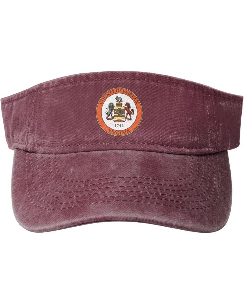 Seal of Fairfax County, Virginia Sun Visor Hats for Women Men Sun Hat Vintage Golf Hat Adjustable Baseball Cap Red $14.36 Visors