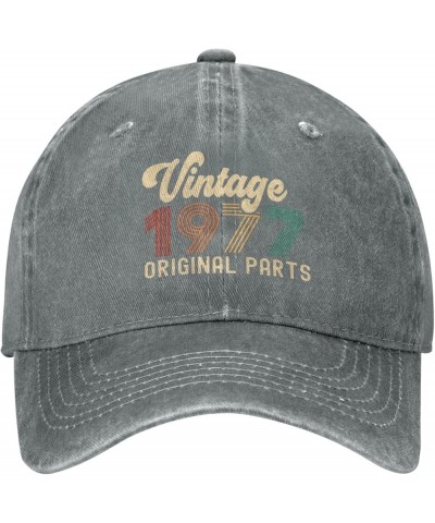 Vintage 1977 Original Parts Birthday Washed Denim Baseball Cap Cotton Adjustable Unisex Hat Funny Fashion Dad Caps Gray $9.85...