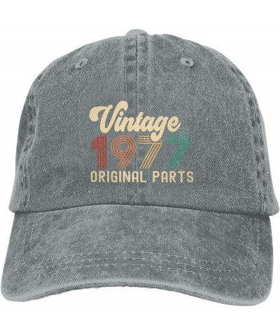 Vintage 1977 Original Parts Birthday Washed Denim Baseball Cap Cotton Adjustable Unisex Hat Funny Fashion Dad Caps Gray $9.85...