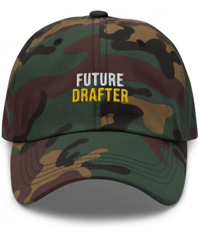 Future Drafter Hat (Embroidered Dad Cap) Drafter Apparel Green Camo $21.59 Baseball Caps