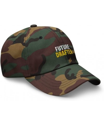 Future Drafter Hat (Embroidered Dad Cap) Drafter Apparel Green Camo $21.59 Baseball Caps