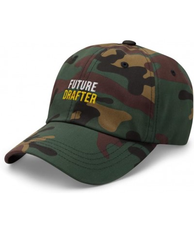 Future Drafter Hat (Embroidered Dad Cap) Drafter Apparel Green Camo $21.59 Baseball Caps