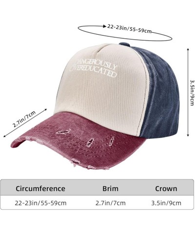 Dangerously Overeducated Baseball Cap Adjustable Vintage Dad Hat for Men Women,Dark Red Navy and Red $6.88 Baseball Caps