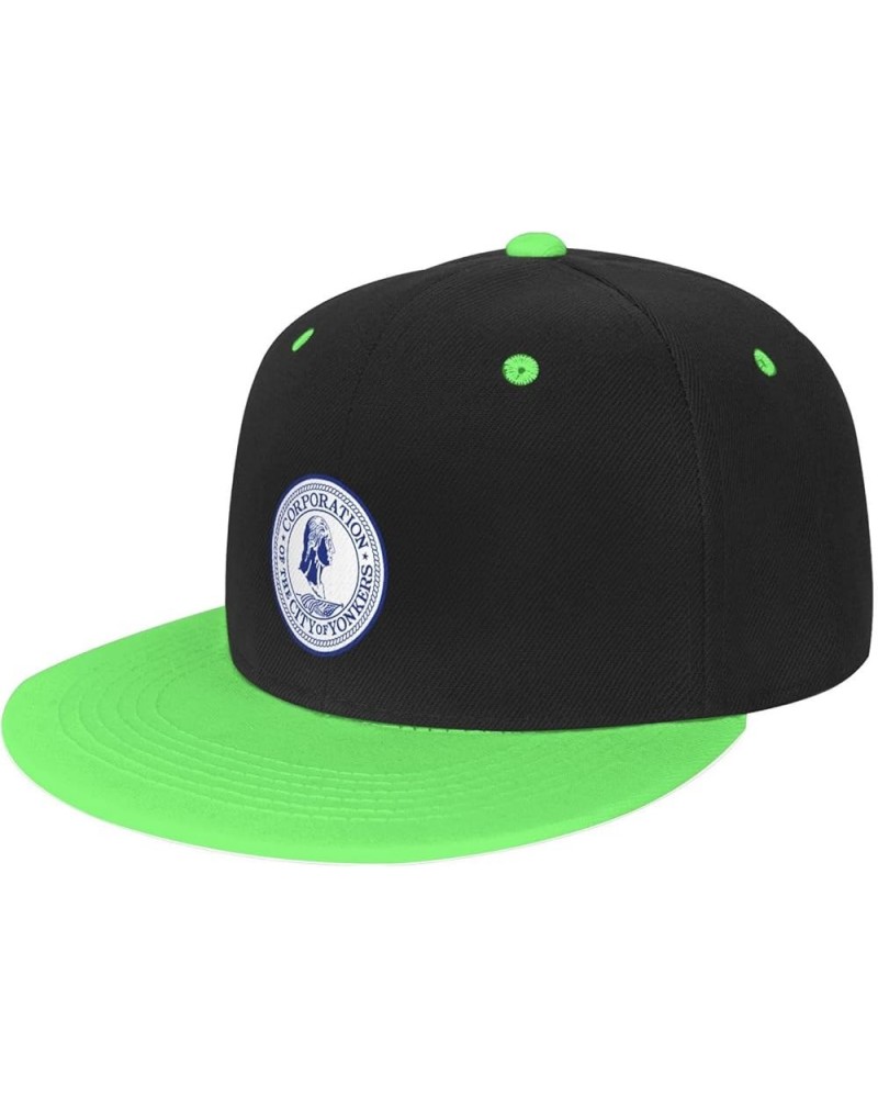 Seal of Yonkers, New York Baseball Cap for Men Women Snapback Hat Adjustable Flat Bill Hats Green $10.88 Baseball Caps