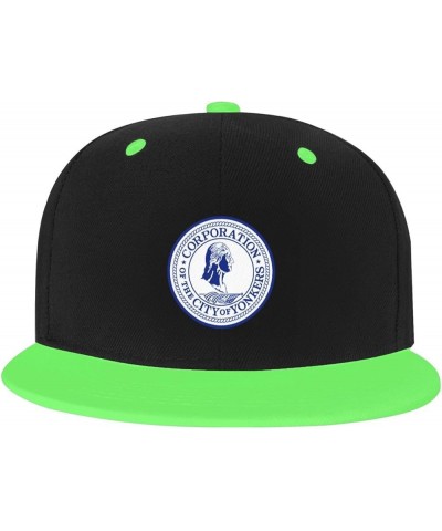 Seal of Yonkers, New York Baseball Cap for Men Women Snapback Hat Adjustable Flat Bill Hats Green $10.88 Baseball Caps