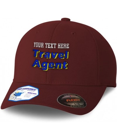 Flexfit Hats for Men & Women Travel Agent Polyester Dad Hat Baseball Cap Burgundy Personalized Text Here $19.07 Baseball Caps