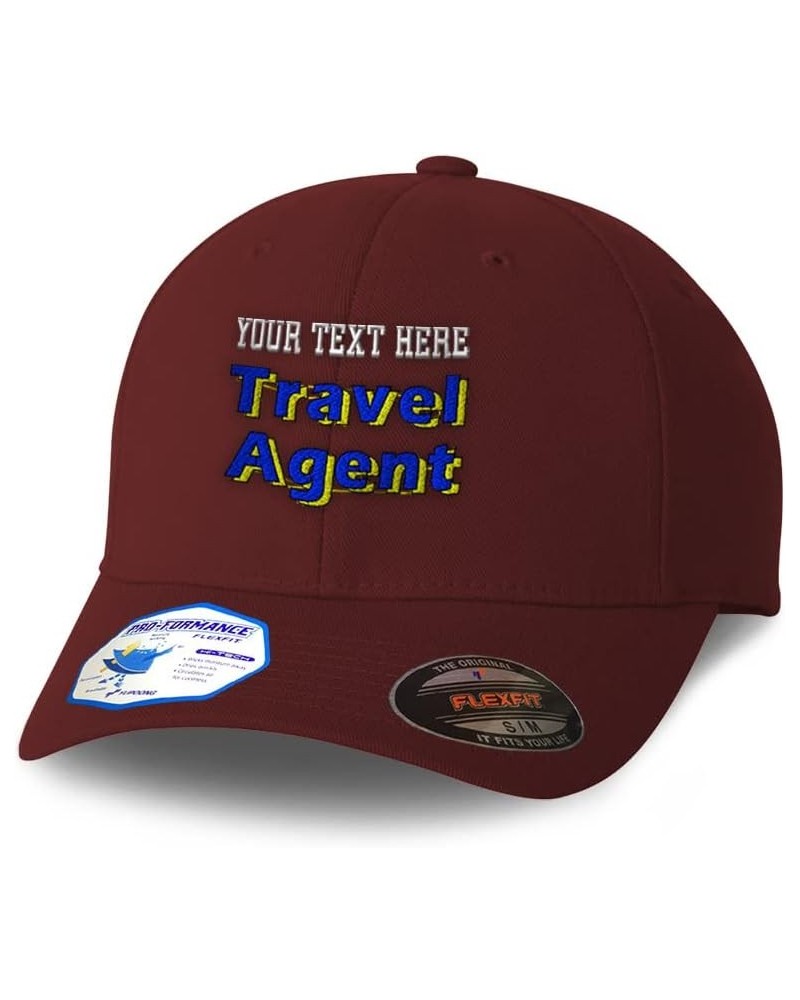 Flexfit Hats for Men & Women Travel Agent Polyester Dad Hat Baseball Cap Burgundy Personalized Text Here $19.07 Baseball Caps