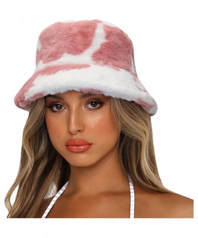 Winter Furry Bucket Hat Fisherman Hat for Women Teens Girls Outdoor Snow Ski Fisherman Cap Bucket Hat Pink $7.79 Newsboy Caps