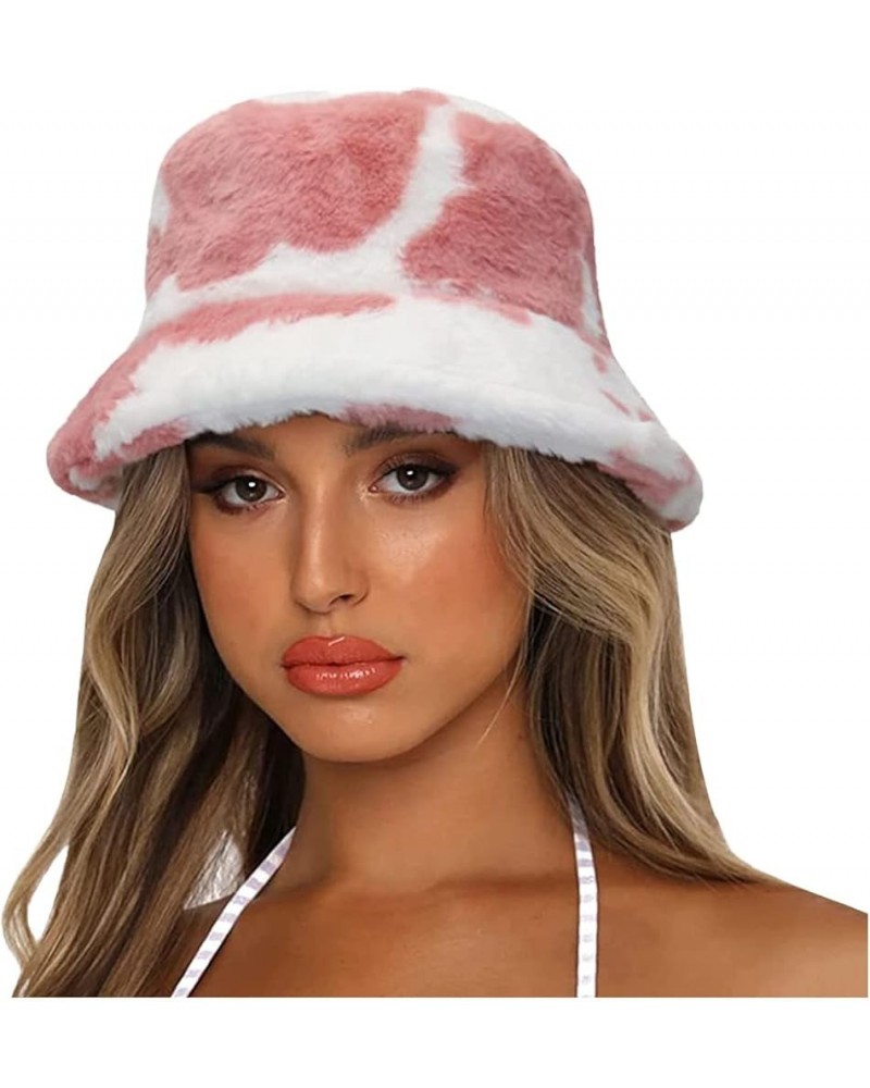 Winter Furry Bucket Hat Fisherman Hat for Women Teens Girls Outdoor Snow Ski Fisherman Cap Bucket Hat Pink $7.79 Newsboy Caps