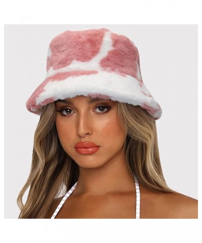 Winter Furry Bucket Hat Fisherman Hat for Women Teens Girls Outdoor Snow Ski Fisherman Cap Bucket Hat Pink $7.79 Newsboy Caps