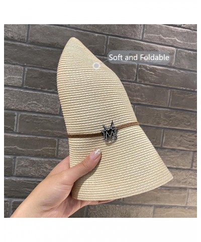 Womens Wide Brim Straw Sun Hat, Roll-up Foldable Beach Hat for Women,Beige Sun Hat Summer UV Protection Hats Beige $26.88 Sun...