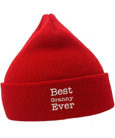 Men's Casual Winter Knit Hat Embroidered Beanie for Best Granny Ever Embroidery Unisex Beanies Hats Red Acrylic $12.25 Skulli...