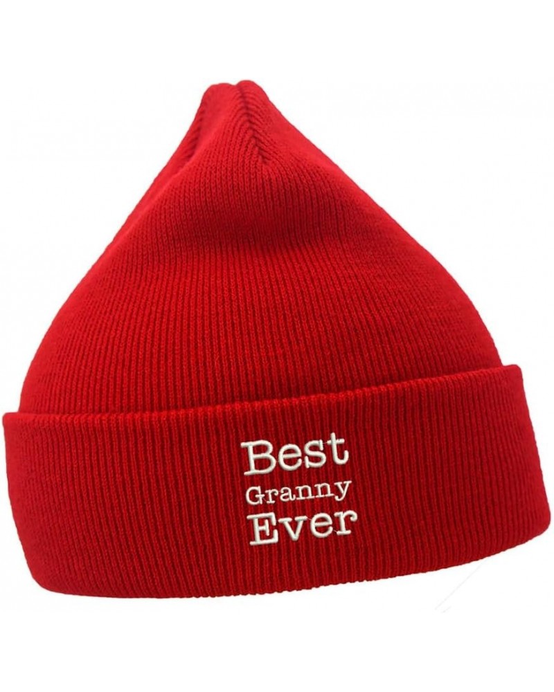 Men's Casual Winter Knit Hat Embroidered Beanie for Best Granny Ever Embroidery Unisex Beanies Hats Red Acrylic $12.25 Skulli...