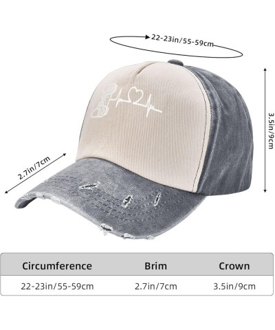 Gamer Heartbeat Game Lover Outdoor Adult Washed Baseball Cap, Cowboy Hat, Travel Hat Sandwich Cap Gray $18.69 Baseball Caps