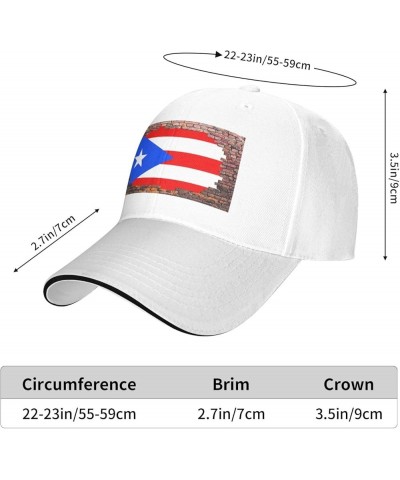 Brick Wall Puerto Rico Flag Baseball Cap for Men Women White $12.38 Baseball Caps