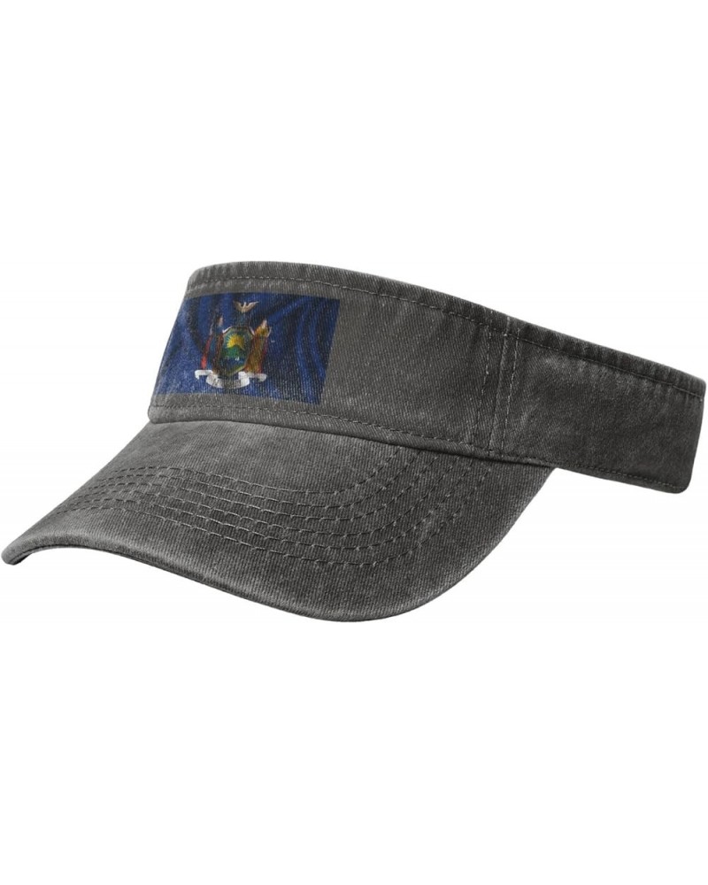 Silk Style Flag of New York Sun Visor Hats for Women Men Adjustable Sports Sun Hats Golf Cap Deep Heather $10.84 Visors