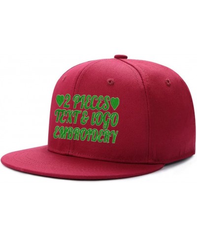 2 Pieces Custom Logo&Text Snapback Embroidered Hat for Men Women Adjustable Outdoor Wine $18.89 Baseball Caps