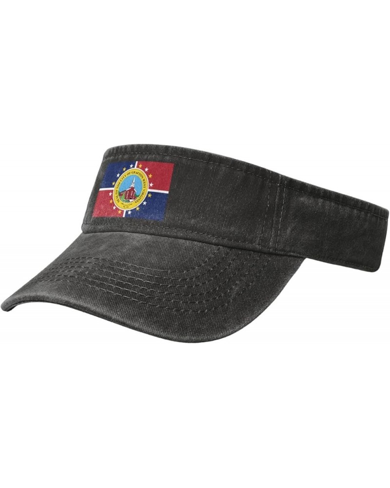 Flag of Grafton, West Virginia Sun Visor Hats for Women Men Adjustable Cooling Sports Sun Hats Cotton Golf Cap Black $14.54 V...