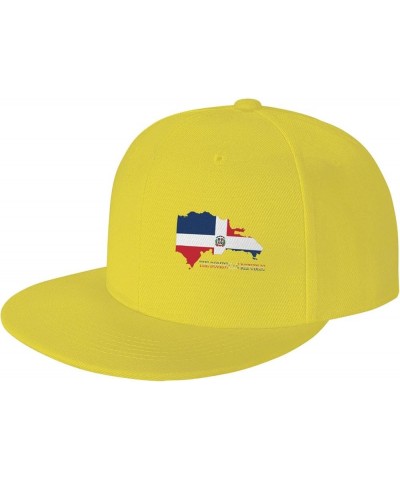 Snapback Baseball Cap The Dominican Republic Classic Dad Trucker Flat Bill Brim Hat Yellow $11.33 Baseball Caps