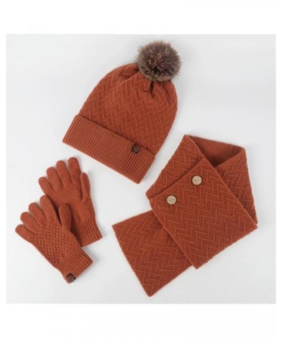 3pcs Women Beanie Hat And Scarf Knitted Gloves Set Solid Color Winter Warm Set White $28.98 Scarves