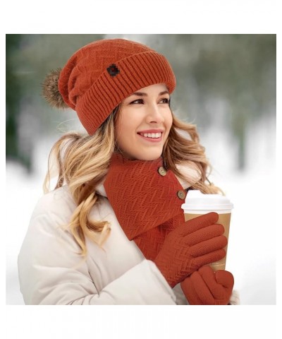 3pcs Women Beanie Hat And Scarf Knitted Gloves Set Solid Color Winter Warm Set White $28.98 Scarves