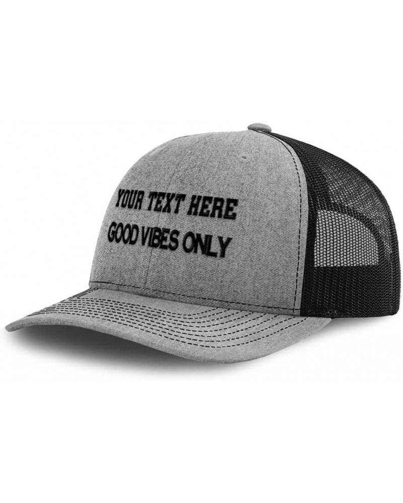 Custom Richardson Trucker Hat Good Vibes Only Positive Polyester Baseball Cap Heather Grey Black Personalized Text Here $20.2...