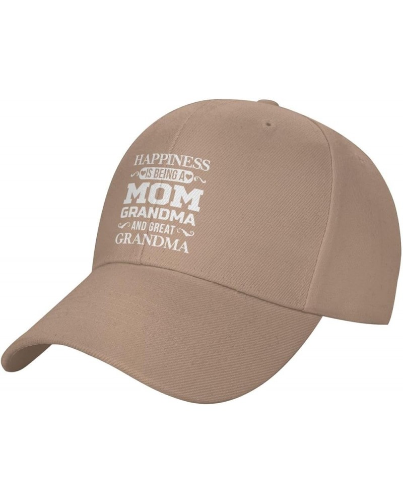 Happiness is Being a Grandma Peaked Hat Adjustable Solid Color Curved Peaked Cap Unisex Black Natural $13.10 Newsboy Caps