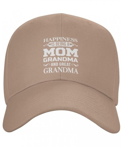 Happiness is Being a Grandma Peaked Hat Adjustable Solid Color Curved Peaked Cap Unisex Black Natural $13.10 Newsboy Caps