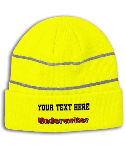 Custom Reflective Beanie Underwriter Acrylic High Visibility Running Gear Skull Cap for Men & Women 1 Size Neon Yellow Person...