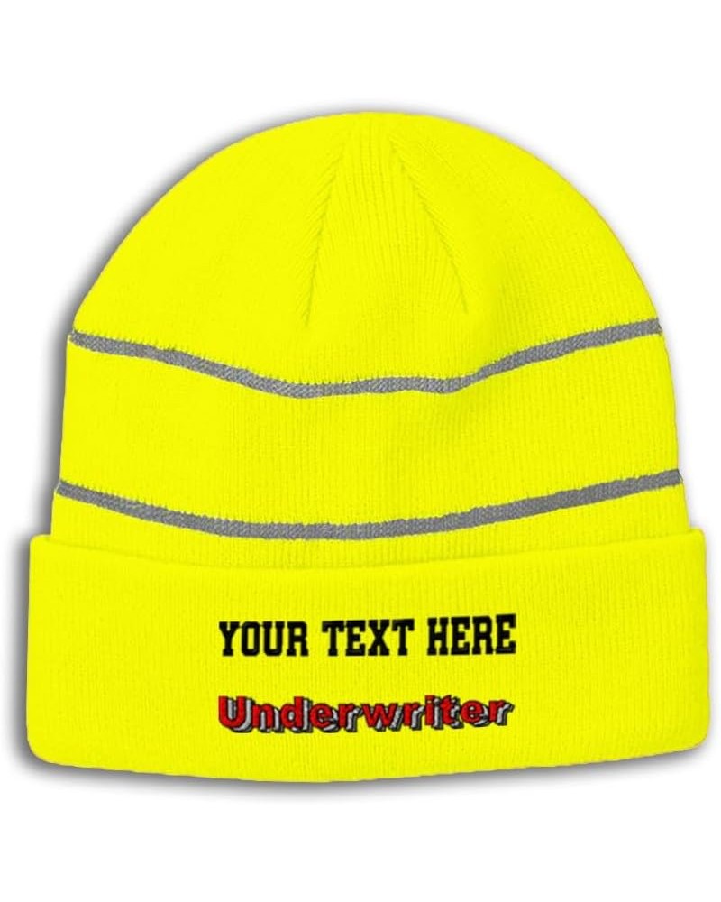 Custom Reflective Beanie Underwriter Acrylic High Visibility Running Gear Skull Cap for Men & Women 1 Size Neon Yellow Person...