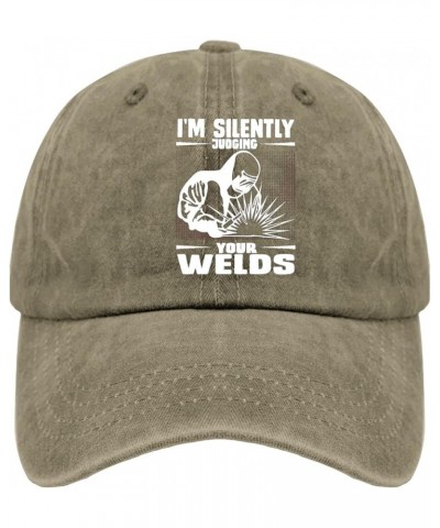 I'm Silently Judging Your Welds Trucker Hat Funny Trucker Hat Pigment Black Mens Trucker Hats Gifts for Dad Sun Cap Pigment K...