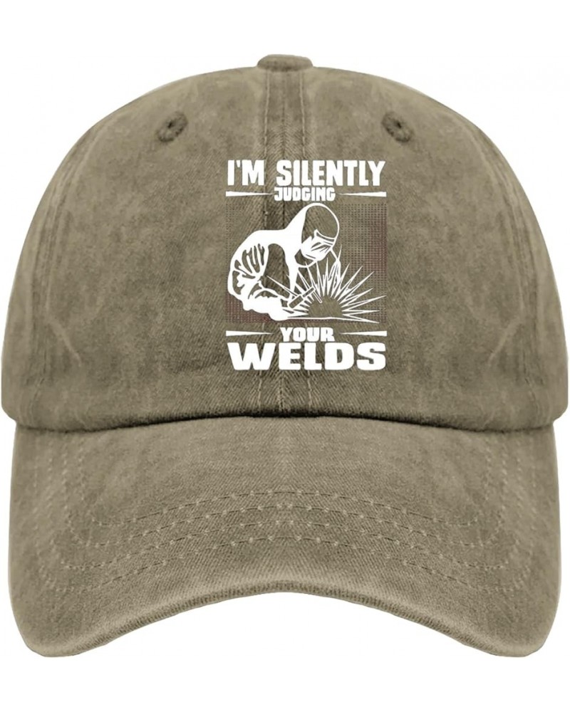 I'm Silently Judging Your Welds Trucker Hat Funny Trucker Hat Pigment Black Mens Trucker Hats Gifts for Dad Sun Cap Pigment K...