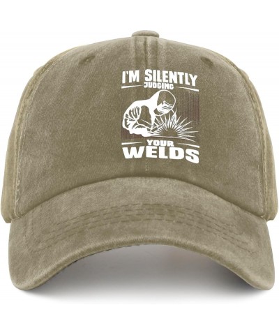 I'm Silently Judging Your Welds Trucker Hat Funny Trucker Hat Pigment Black Mens Trucker Hats Gifts for Dad Sun Cap Pigment K...