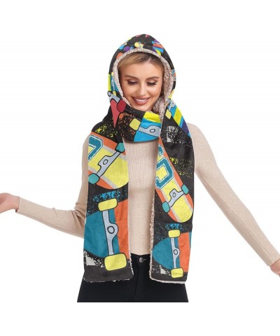 Women's Cold Weather Scarves, 3 in 1 Cotton Velvet Lining Warm Hooded Wrap Multi 14 $13.43 Scarves