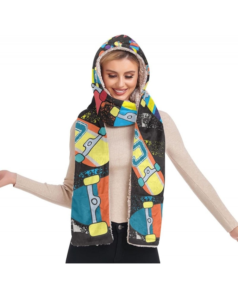 Women's Cold Weather Scarves, 3 in 1 Cotton Velvet Lining Warm Hooded Wrap Multi 14 $13.43 Scarves