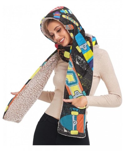 Women's Cold Weather Scarves, 3 in 1 Cotton Velvet Lining Warm Hooded Wrap Multi 14 $13.43 Scarves