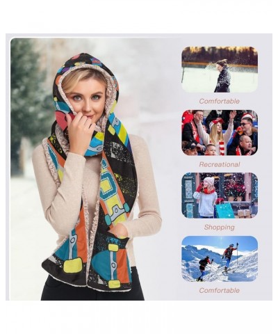 Women's Cold Weather Scarves, 3 in 1 Cotton Velvet Lining Warm Hooded Wrap Multi 14 $13.43 Scarves