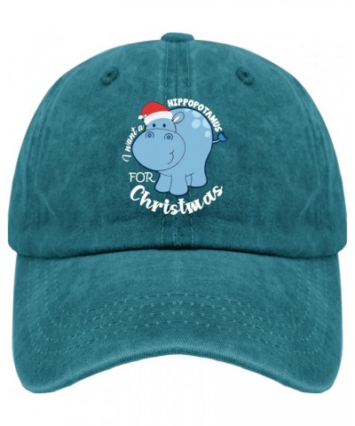 I Want A Hippopotamus for Christmas Hat Running Hats for Women Cyan Blue Golf Hats Men Gifts for Him Sun Caps $22.00 Sun Hats