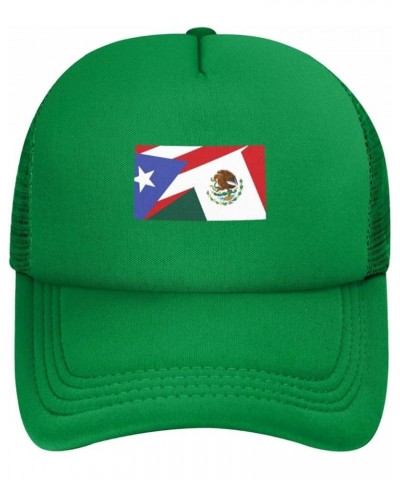 Mexican Mexico Flag and Puerto Rican Flag Baseball Cap Fashion Mans Women's Baseball Hats Washable Adjustable Dad Hats Green ...