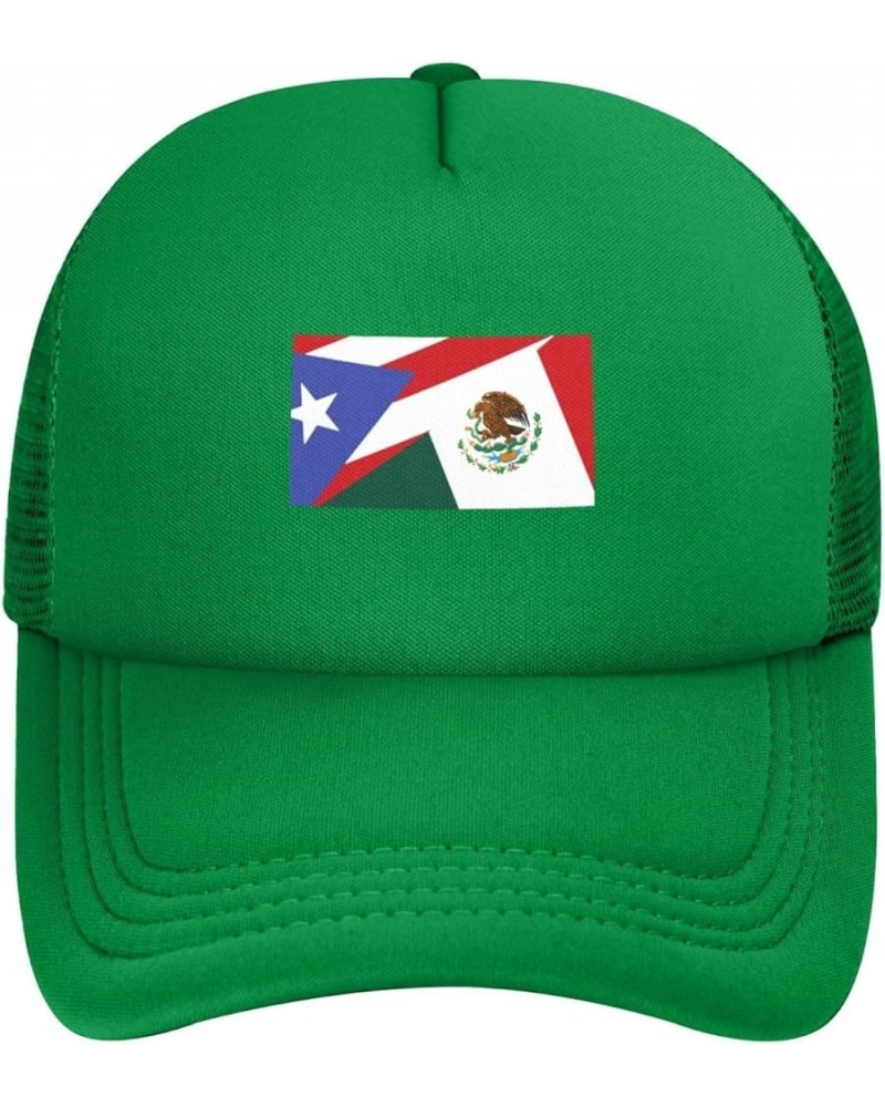 Mexican Mexico Flag and Puerto Rican Flag Baseball Cap Fashion Mans Women's Baseball Hats Washable Adjustable Dad Hats Green ...