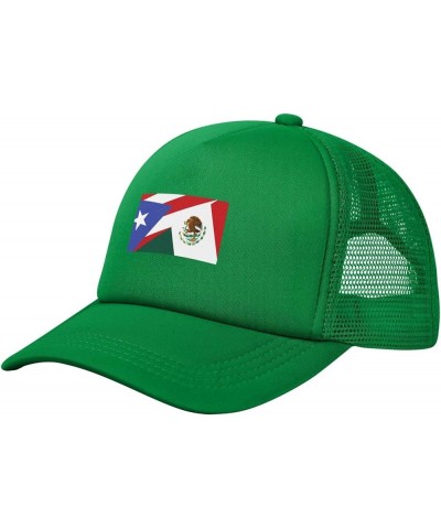 Mexican Mexico Flag and Puerto Rican Flag Baseball Cap Fashion Mans Women's Baseball Hats Washable Adjustable Dad Hats Green ...